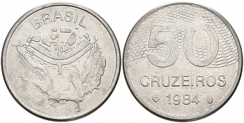 БРАЗИЛИЯ 50 КРУЙЗЕЙРО 1984 KM 594.1 сталь aUNC 73-352