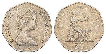 Великобритания 50 пенсов 1980 Елизавета II (1952-2022) KM 913, Spink 4223 медно-никель 4634-626