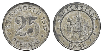 Хан 25 пфеннигов 1917 Funck 182.1, Men18 12517.1 цинк 4638-131