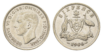 Австралия 6 пенсов 1946 Георг VI (1936-1952) KM 38a серебро 4669-556