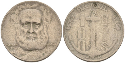 Бразилия 100 рейс 1936 Маркиз Тамандаре KM 536 медно-никель 4115-514