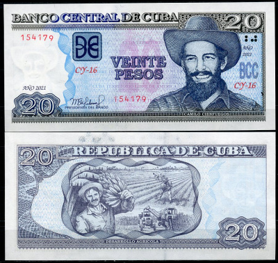 Куба 20 песо 2021 Максимо Гомес, народная война  Pick 122 o  бумага  UNC (пресс) 7202-1-1