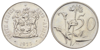 ЮАР 50 центов 1975 Зантедеския Эллиота (калла), герб KM 87 никель UNC 4695-1122