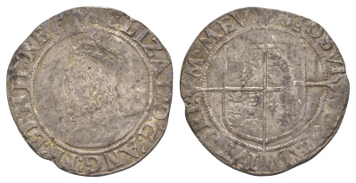 Англия 1 шиллинг 1582-1600 Елизавета I (1558-1603) Spink 2577 серебро 00-801-30