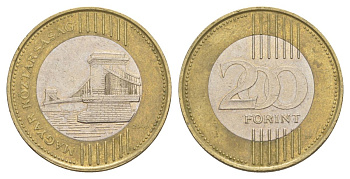 Венгрия 200 форинтов 2009 KM 826 биметалл 4633-534