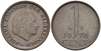Нидерланды 1 цент 1976 Юлиана (1948-1980) КМ 180 бронза    4602-515