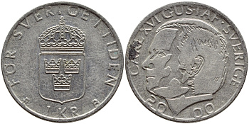 Швеция 1 крона 2000 Карл XVI Густав (1973- ) KM 852а медно-никель 60-257