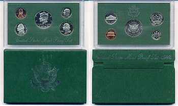 США годовой набор из 5 монет (1, 5, 10, 25 и 50 центов) 1998 в оригинальной упаковке KM PS193 (164a, A192, 195a, 201b и 202b) PROOF 8-2-02-46