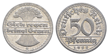 Германия 50 пфеннигов 1922 G KM 27, J. 301 алюминий 4646-1145