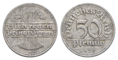 Германия 50 пфеннигов 1920 D KM 27, J. 301 алюминий 4638-956