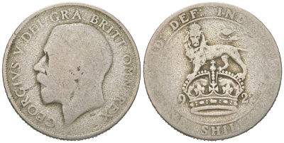 Великобритания 1 шиллинг 1922 Георг V (1910-1936) KM 816a, Spink 4023 серебро 4619-821