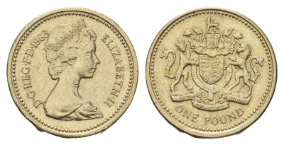 Великобритания 1 фунт 1983 Елизавета II (1952-2022) KM 933, Spink 4221 никель латунь 4675-712