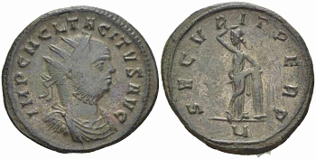 Римская Империя аврелианиан 276 Тацит SECVRIT PERP Тицин about Extremely fine RIC 163 бронза 1073-16-101