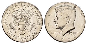 США 1/2 доллара (50 центов) 2024 D, Джон Кеннеди KM A202b медь плакированная медно-никелем UNC 4667-123