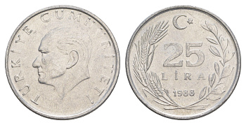 Турция 25 лир 1988 KM 975 алюминий 4648-832