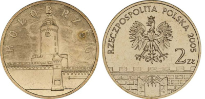 Польша 2 злотых 2005 MW, серия польские города, Колобжег (Kolobrzeg) KM 528, Parchimowicz 957 латунь UNC 603-835