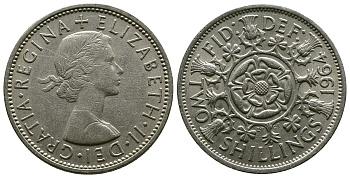 Великобритания 2 шиллинга (флорин) 1964 Елизавета II (1952-2022) KM 906, Spink 4146 медно-никель 4382-513