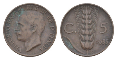 Италия 5 чентезимо 1935 KM 59 медь 4617-511