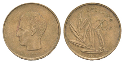 Бельгия 20 франков 1980 Belgique, Бодуэн I (1951-1993) KM 159 никель латунь 4538-1147