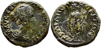 Римская Империя, Провинция Фракия, Траянополь АЕ 161-175 Фаустина Младшая, жена Марка Аврелия Good Very fine Moushmov 5001 бронза 270-333
