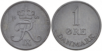 ДАНИЯ 1 ЭРЕ 1961 С; S, ФРЕДЕРИК IX (1947-1972) KM 839.2 цинк 4547-1013