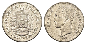 Венесуэла 2 боливара 1989 Симон Боливар Y 43a сталь плакированная никелем 4662-951