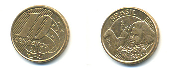 БРАЗИЛИЯ 10 СЕНТАВО 2010 KM 649.3 сталь плакированная латунью 176-733