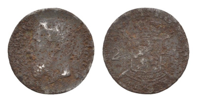 Бельгия игровой жетон в 2 франка 1888 диаметр 12,75 мм, вес 0,35 гр цинк железо 4651-1214