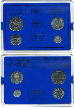 Швеция набор из 4 монет 1987 в пластике, Карл XVI Густав (1973- ) KM MS 43 UNC 4-4-1-30