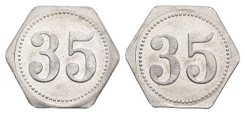 Германия жетон в 35 пфеннигов для приобретения "стакана пива" ND размер 21,5x21,5 мм, вес 0,97 гр алюминий UNC 4638-931