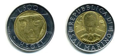 САН-МАРИНО 500 ЛИР 1996 ХЕГЕЛЬ биметалл 35-537