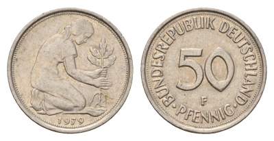 ФРГ 50 пфеннигов 1979 F KM 109.2, J. 384a медно-никель 187-1013