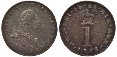 Великобритания 1 пенс 1792 Георг III (1760-1820) Spink 3760 серебро UNC 00-000