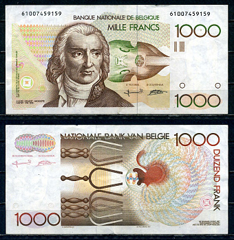 Бельгия 1000 франков ND (1980-1996) Андре Гретри Pick 144 a (7) бумага 451-61-2