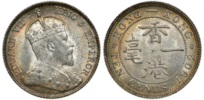 Гонконг 10 центов 1902 Эдуард VII (1901-1910) KM 13 серебро UNC 91-914
