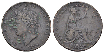 Великобритания 1/2 пенни 1826 Георг IV (1820-1830) KM 692, Spink 3824 медь 4707-816