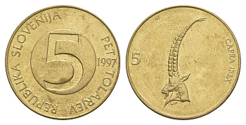 Словения 5 толаров 1997  KM 6 латунь  UNC  4660-143