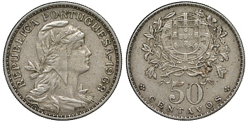 Португалия 50 сентаво 1968 KM 577 медно-никель 4548-1146