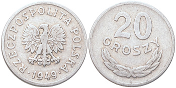 Польша 20 грошей 1949 Y 43a алюминий 4614-638