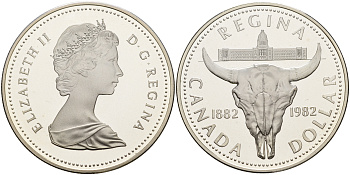 Канада 1 доллар 1982 100 лет городу Реджайна (1882-1982), королевский музей KM 133 серебро PROOF 1076-2-53
