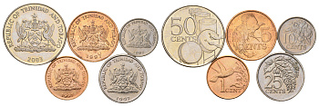 Тринидад и Тобаго набор из 5 монет (1, 5, 10, 25 и 50 центов) 1997 и 2003 KM 29, 30, 31, 32 и 33 UNC 4671-911-915
