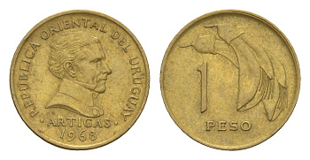 Уругвай 1 песо 1968 KM 49 никель латунь 4649-758