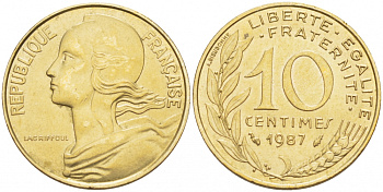 ФРАНЦИЯ 10 САНТИМОВ 1987 ТИП MARIANNE KM 929 медь алюминий никель 112-1024