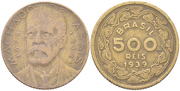 Бразилия 500 реалов 1939 KM 549 алюминиевая бронза 4620-1151