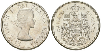 Канада 50 центов 1963 KM 56 серебро UNC 68-845