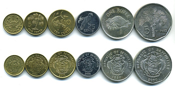 СЕЙШЕЛЬСКИЕ ОСТРОВА НАБОР ИЗ 6 МОНЕТ 1997-2003 UNC N3-43