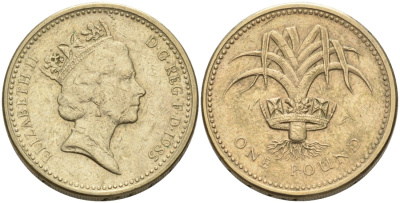 Великобритания 1 фунт 1985 Елизавета II (1952-2022) KM 941, Spink 4331 никель латунь 88-124