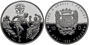 Андорра 10 динеров 1999 серия миллениум, убийство младенцев KM 157 серебро PROOF 11-152-14