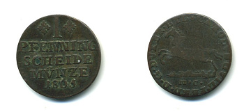 Брауншвейг-Вольфенбюттель 1 ПФЕННИГ 1805 MC, КАРЛ ВИЛЬГЕЛЬМ ФЕРДИНАНД (1780-1806) KM 995 медь 54-956