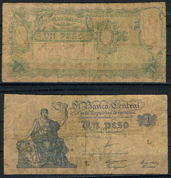 Аргентина 1 песо 1947 Pick 257 бумага 8621-11-3-2